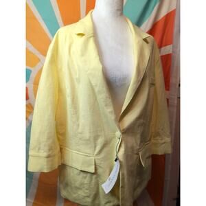Idealsanxun Women's Yellow Linen Blend Blazer 2XL(87)